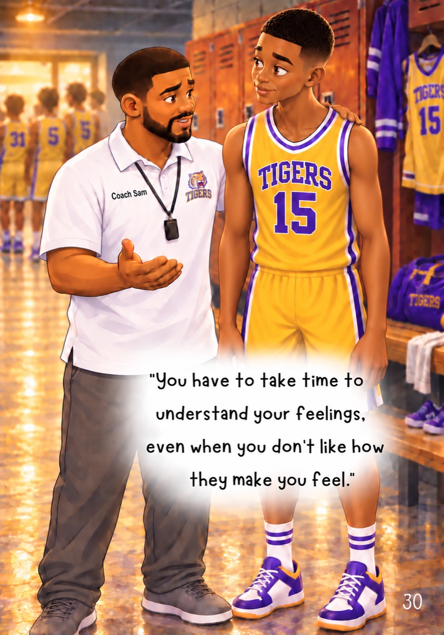 Interior page: Coach Sam tells Nickel to understand his feelings