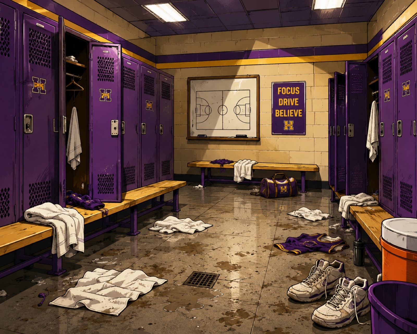Locker room after the game